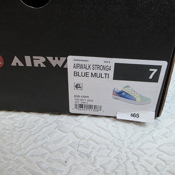 NIB Airwalk Strong 4 Sneakers Blue Multi Pastel Colorblock Skate Shoes Womens 7 - Picture 3 of 9
